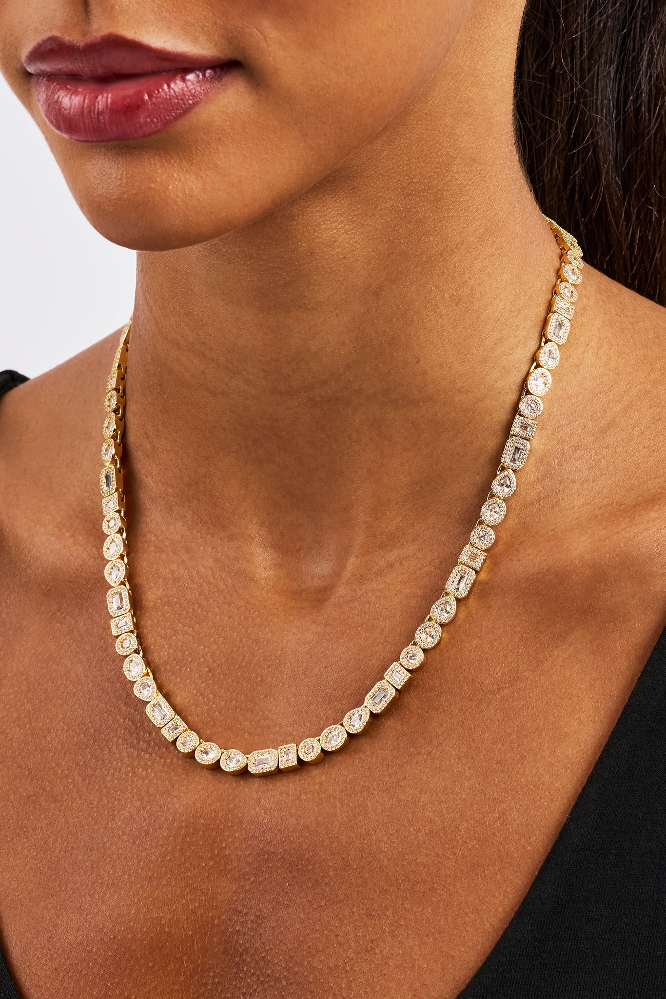 Mixed Shape Cluster Chain - 6mm - Gold